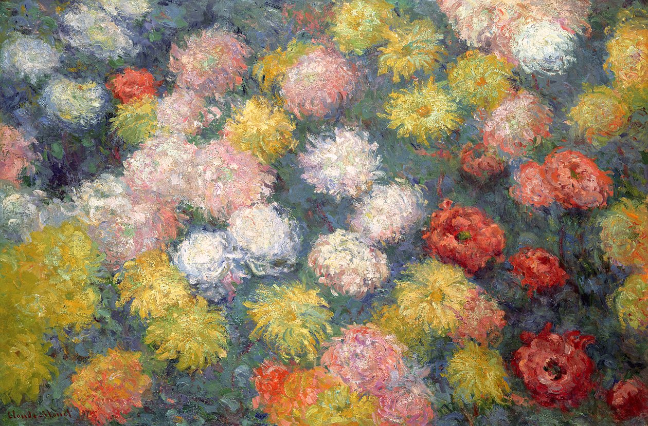 Toshiko サイン入り 抽象画 水彩画 「野襤褸菊」 菊、1897 | クロード・モネ